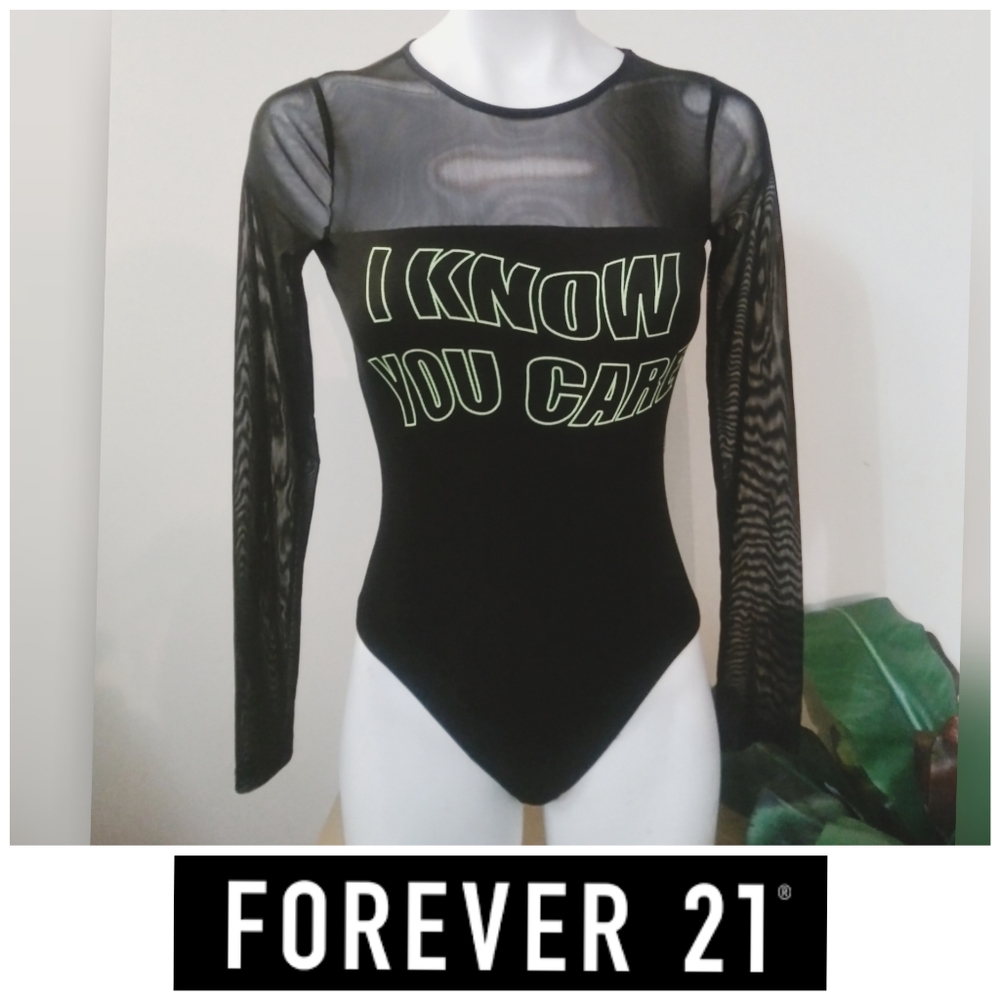 F21 | HP🎈Mesh Graphic Bodysuit Black - SPECIAL 💜